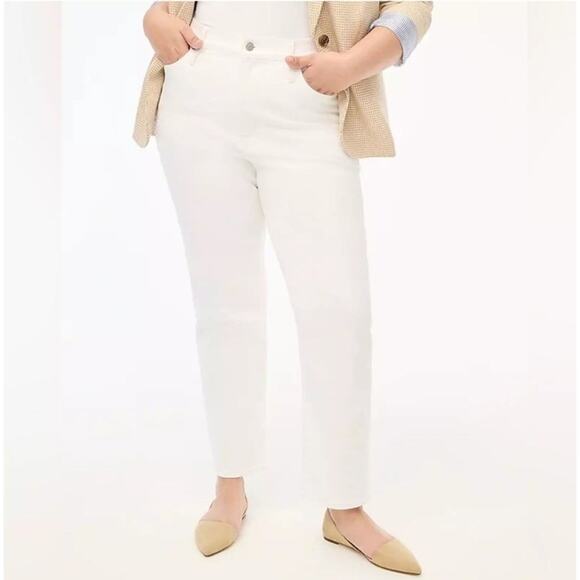 J Crew Factory Essential Straight Jeans Women Sz 30 White Denim All Day Stretch - Picture 2 of 8